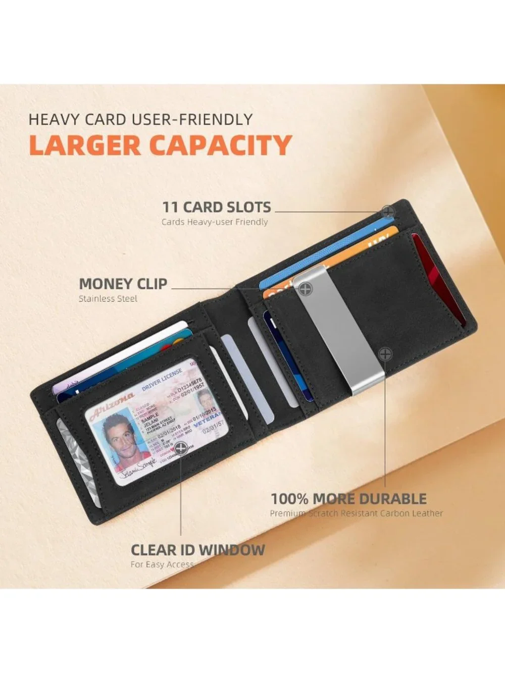〽️Man Shepherd Leather Money Clip RFID Blocking Pocket Bifold Credit Card Wallet